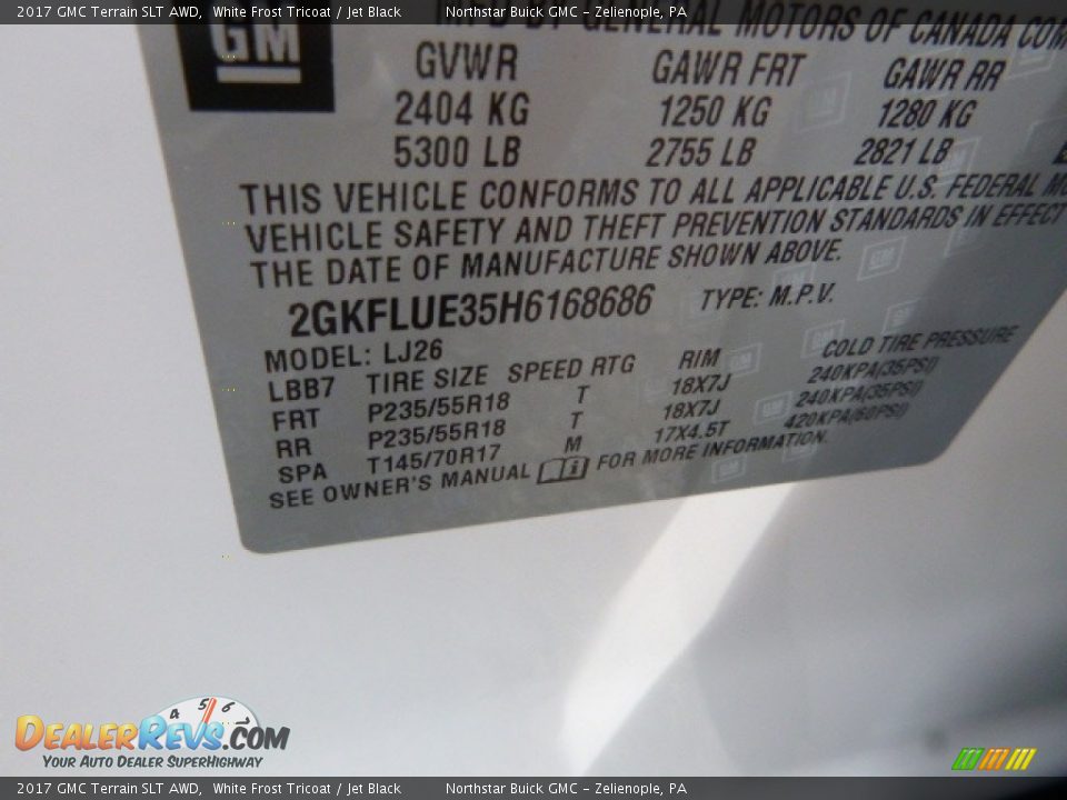 2017 GMC Terrain SLT AWD White Frost Tricoat / Jet Black Photo #16