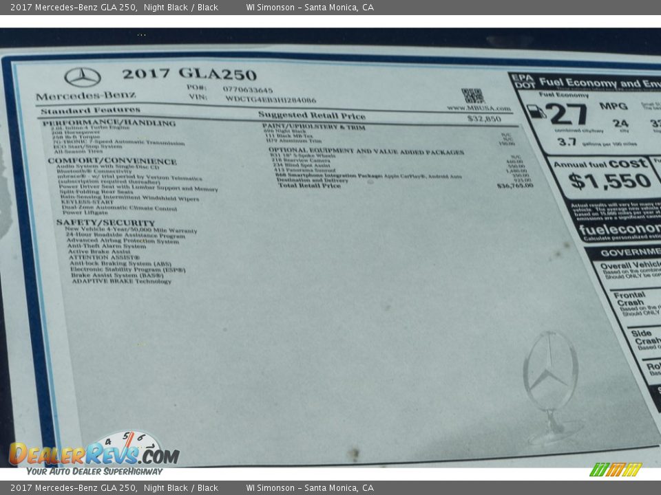 2017 Mercedes-Benz GLA 250 Night Black / Black Photo #11