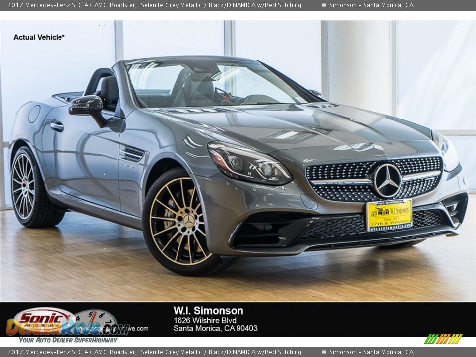 2017 Mercedes-Benz SLC 43 AMG Roadster Selenite Grey Metallic / Black/DINAMICA w/Red Stitching Photo #1