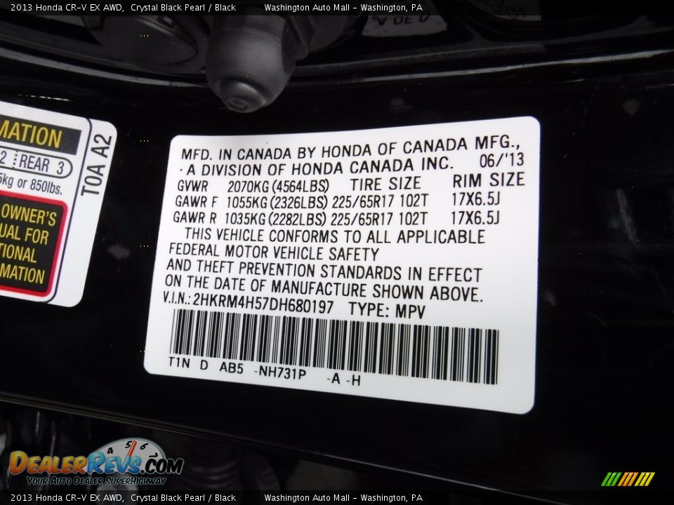 2013 Honda CR-V EX AWD Crystal Black Pearl / Black Photo #24