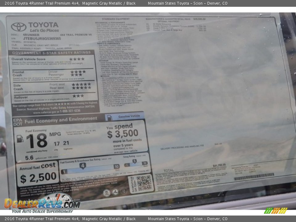 2016 Toyota 4Runner Trail Premium 4x4 Magnetic Gray Metallic / Black Photo #10