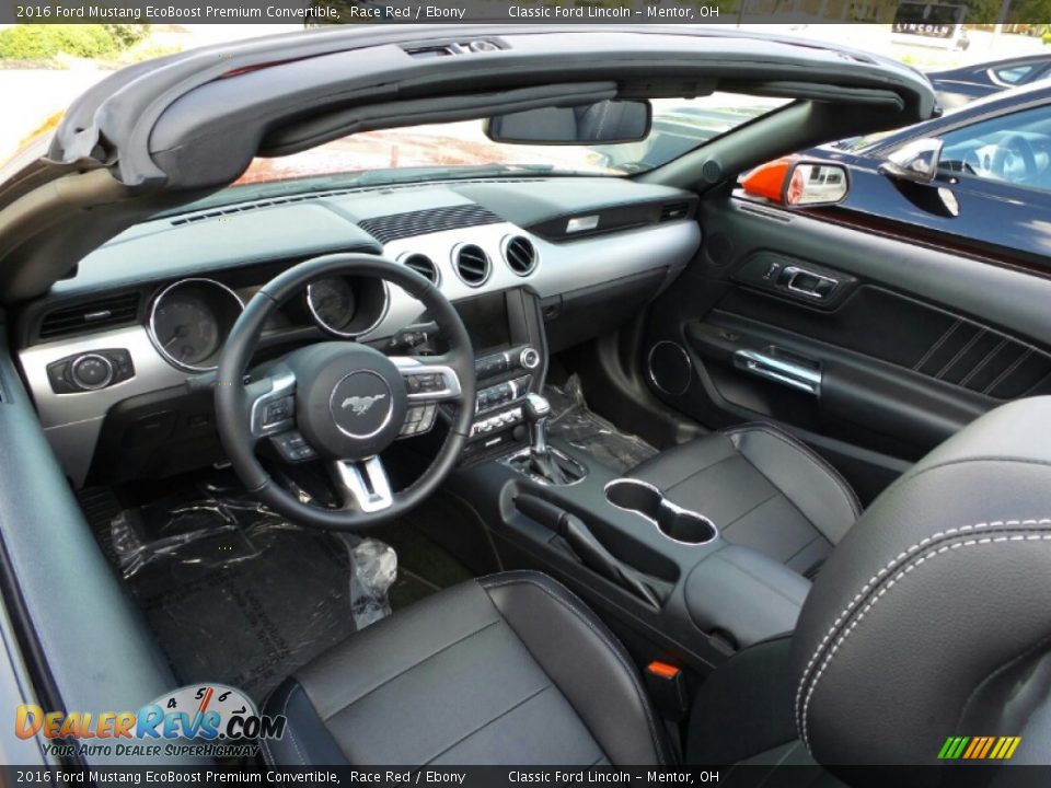 Ebony Interior - 2016 Ford Mustang EcoBoost Premium Convertible Photo #3