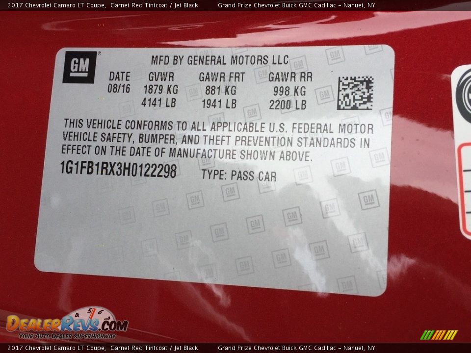 2017 Chevrolet Camaro LT Coupe Garnet Red Tintcoat / Jet Black Photo #11