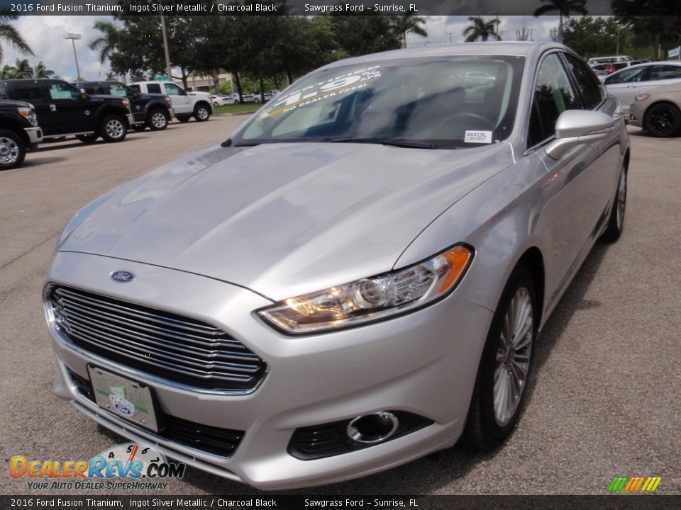 2016 Ford Fusion Titanium Ingot Silver Metallic / Charcoal Black Photo #14