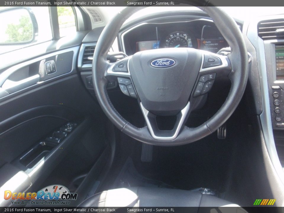 2016 Ford Fusion Titanium Ingot Silver Metallic / Charcoal Black Photo #24