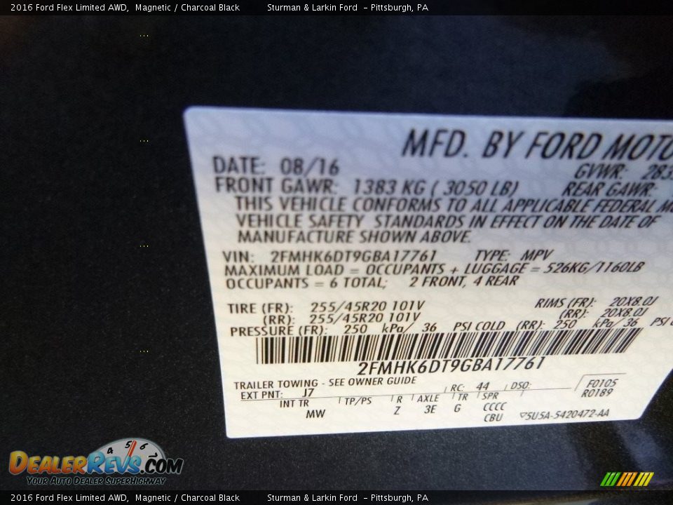 2016 Ford Flex Limited AWD Magnetic / Charcoal Black Photo #10