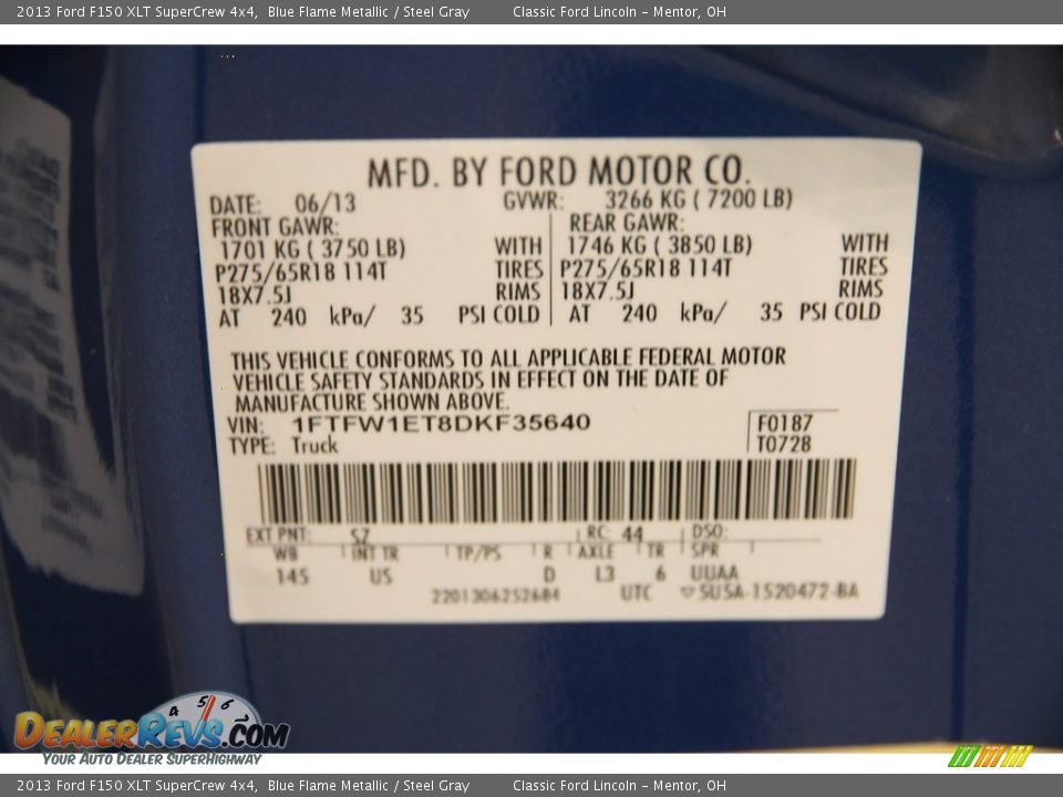 2013 Ford F150 XLT SuperCrew 4x4 Blue Flame Metallic / Steel Gray Photo #16