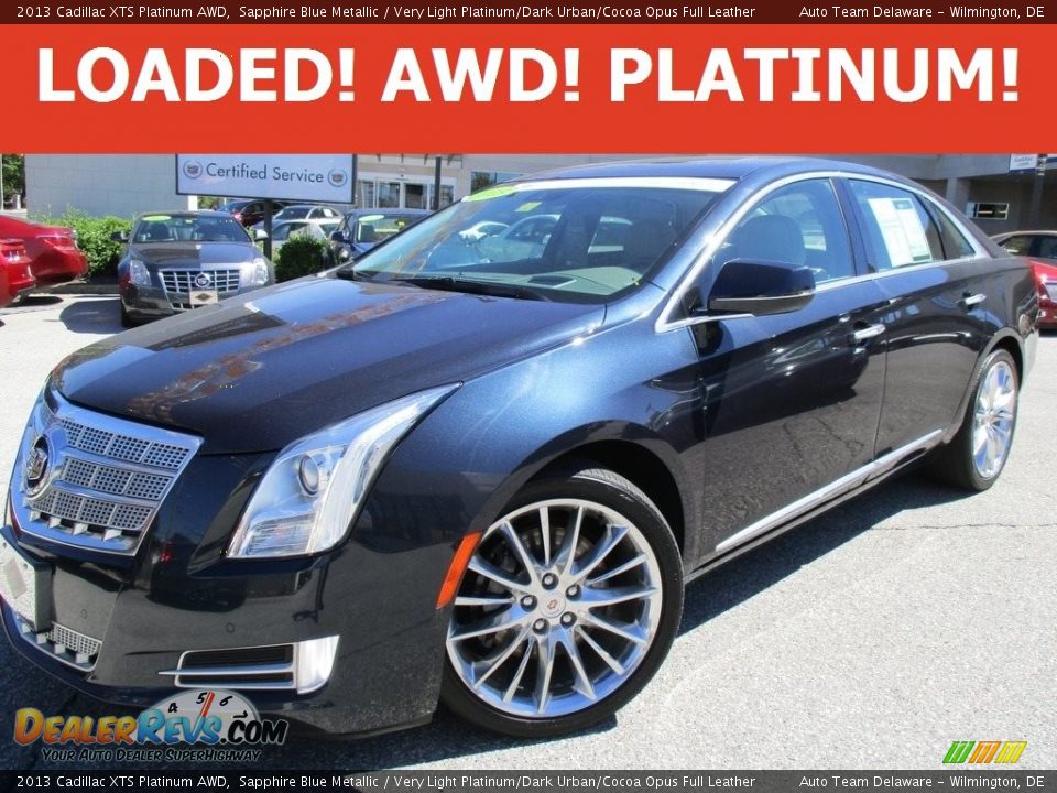 2013 Cadillac XTS Platinum AWD Sapphire Blue Metallic / Very Light Platinum/Dark Urban/Cocoa Opus Full Leather Photo #1