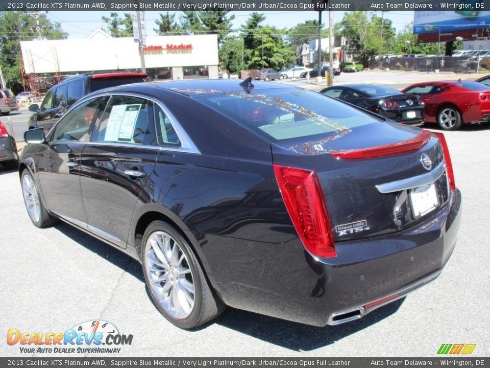 2013 Cadillac XTS Platinum AWD Sapphire Blue Metallic / Very Light Platinum/Dark Urban/Cocoa Opus Full Leather Photo #4