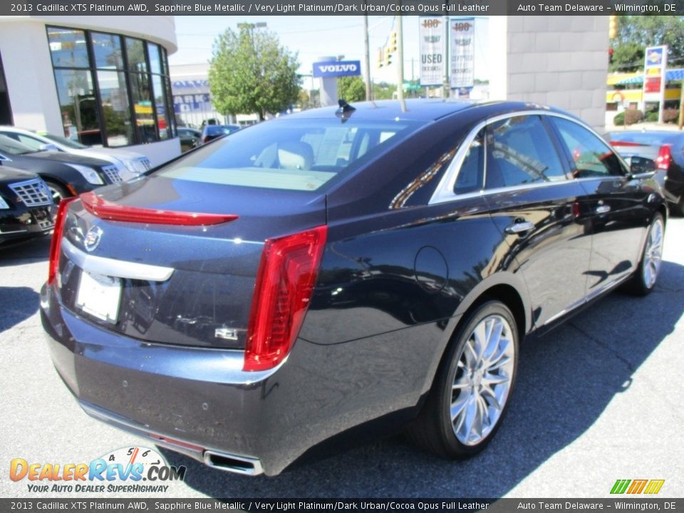 2013 Cadillac XTS Platinum AWD Sapphire Blue Metallic / Very Light Platinum/Dark Urban/Cocoa Opus Full Leather Photo #6