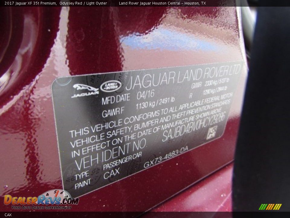 Jaguar Color Code CAX Odyssey Red