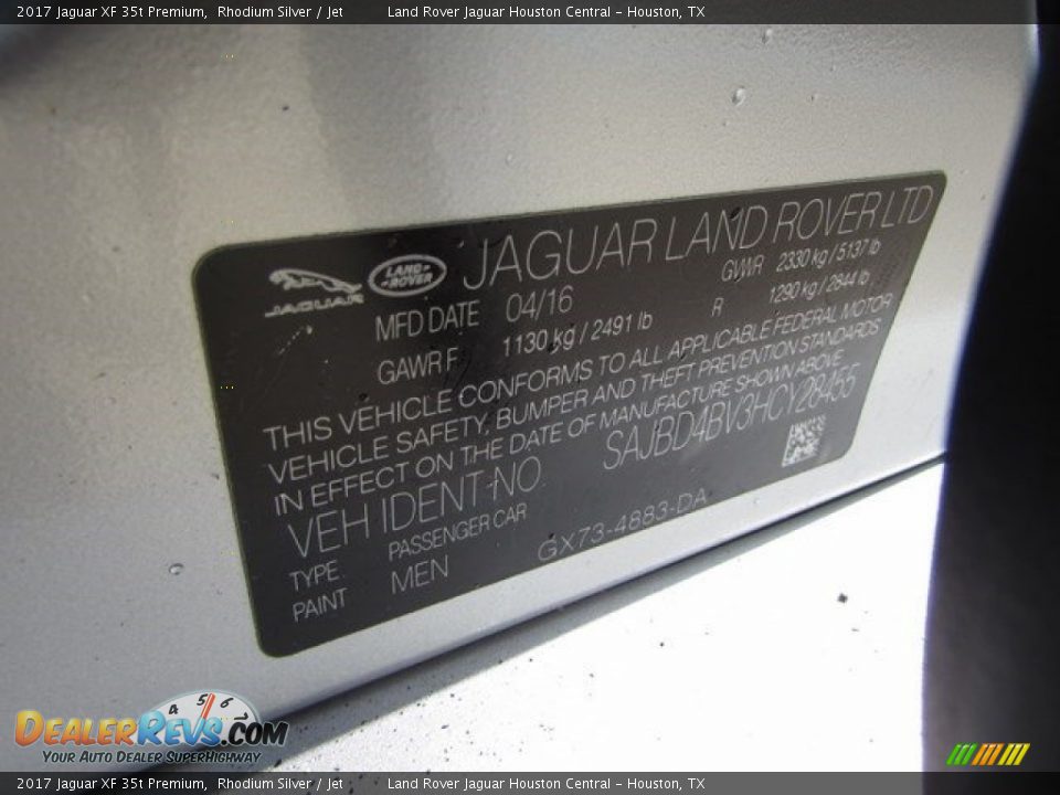 2017 Jaguar XF 35t Premium Rhodium Silver / Jet Photo #18