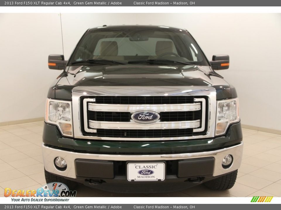 2013 Ford F150 XLT Regular Cab 4x4 Green Gem Metallic / Adobe Photo #2