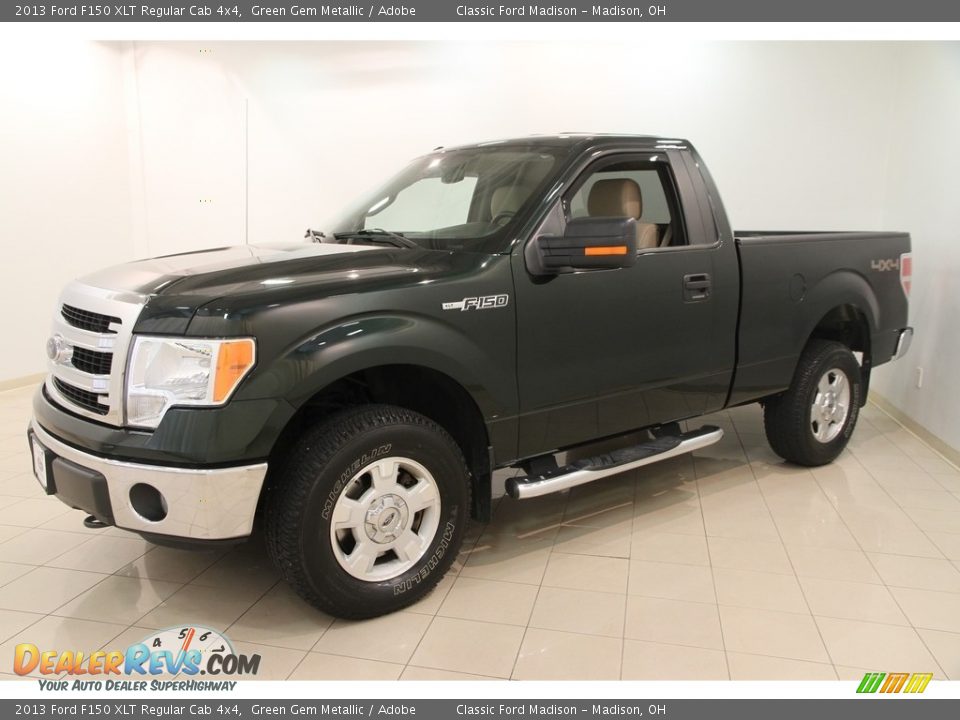 2013 Ford F150 XLT Regular Cab 4x4 Green Gem Metallic / Adobe Photo #3