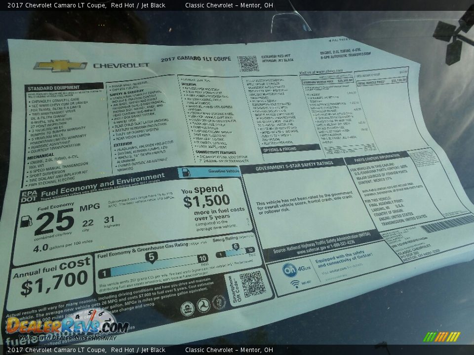 2017 Chevrolet Camaro LT Coupe Red Hot / Jet Black Photo #4