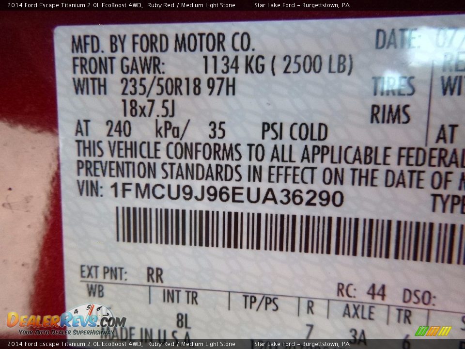 2014 Ford Escape Titanium 2.0L EcoBoost 4WD Ruby Red / Medium Light Stone Photo #14