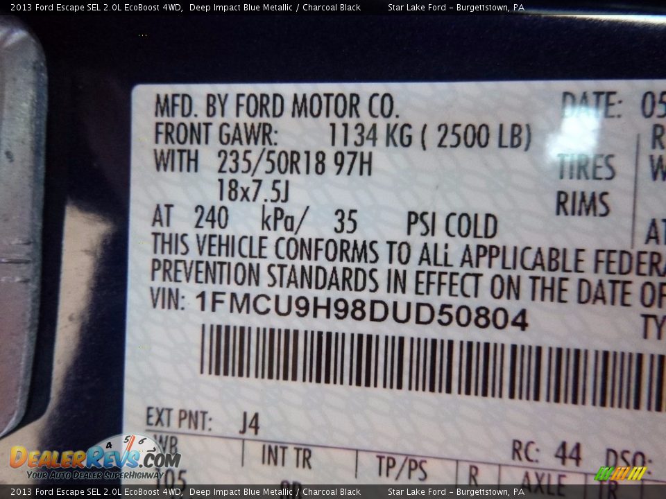 2013 Ford Escape SEL 2.0L EcoBoost 4WD Deep Impact Blue Metallic / Charcoal Black Photo #13