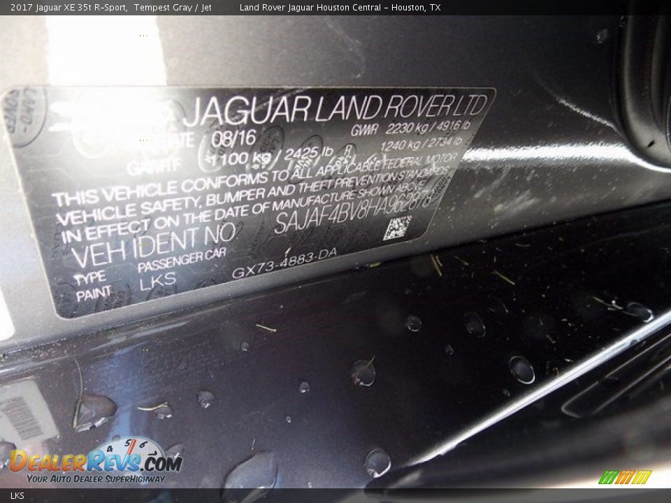 Jaguar Color Code LKS Tempest Gray