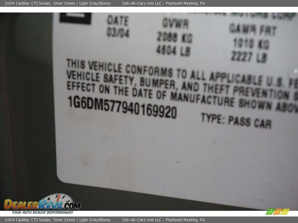 2004 Cadillac CTS Sedan Silver Green / Light Gray/Ebony Photo #14