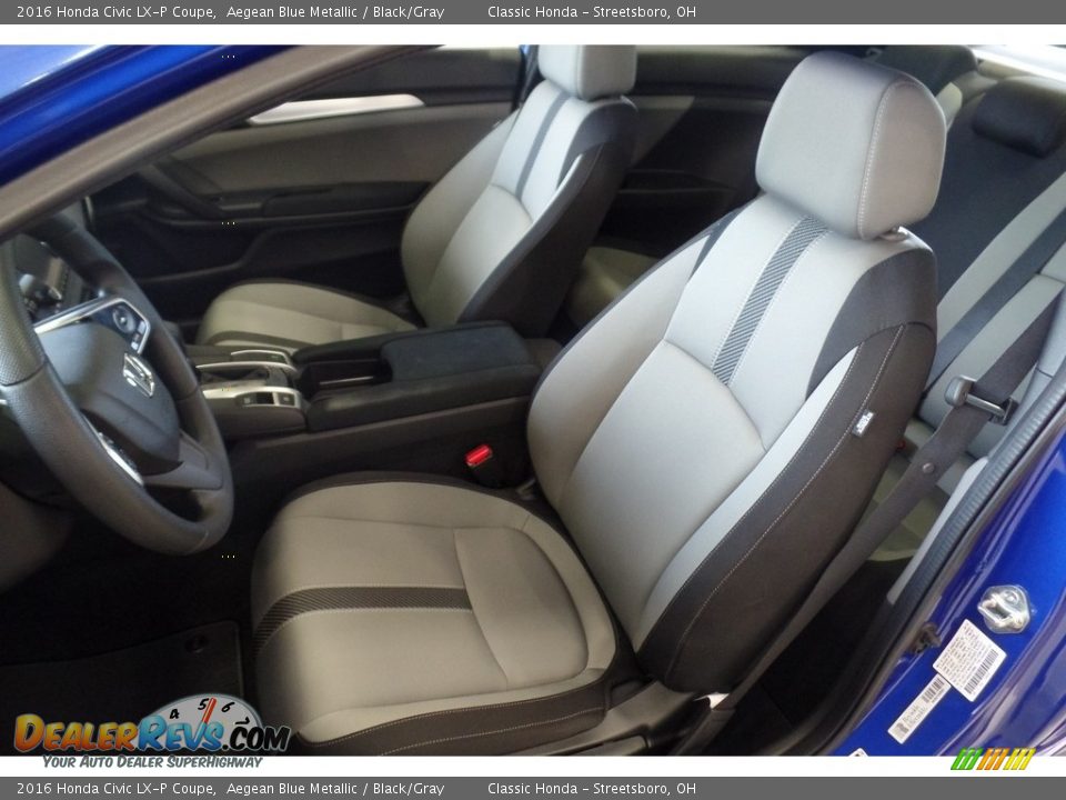 2016 Honda Civic LX-P Coupe Aegean Blue Metallic / Black/Gray Photo #6