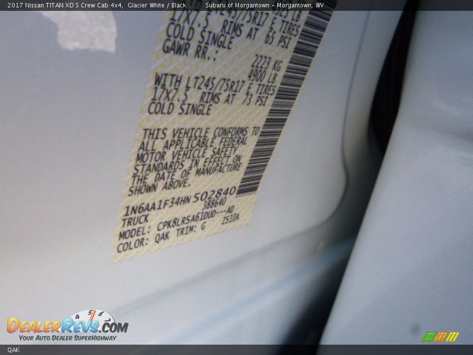 Nissan Color Code QAK Glacier White