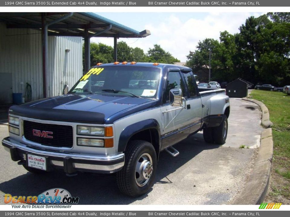 1994 GMC Sierra 3500 SL Extended Cab 4x4 Dually Indigo Metallic / Blue Photo #2