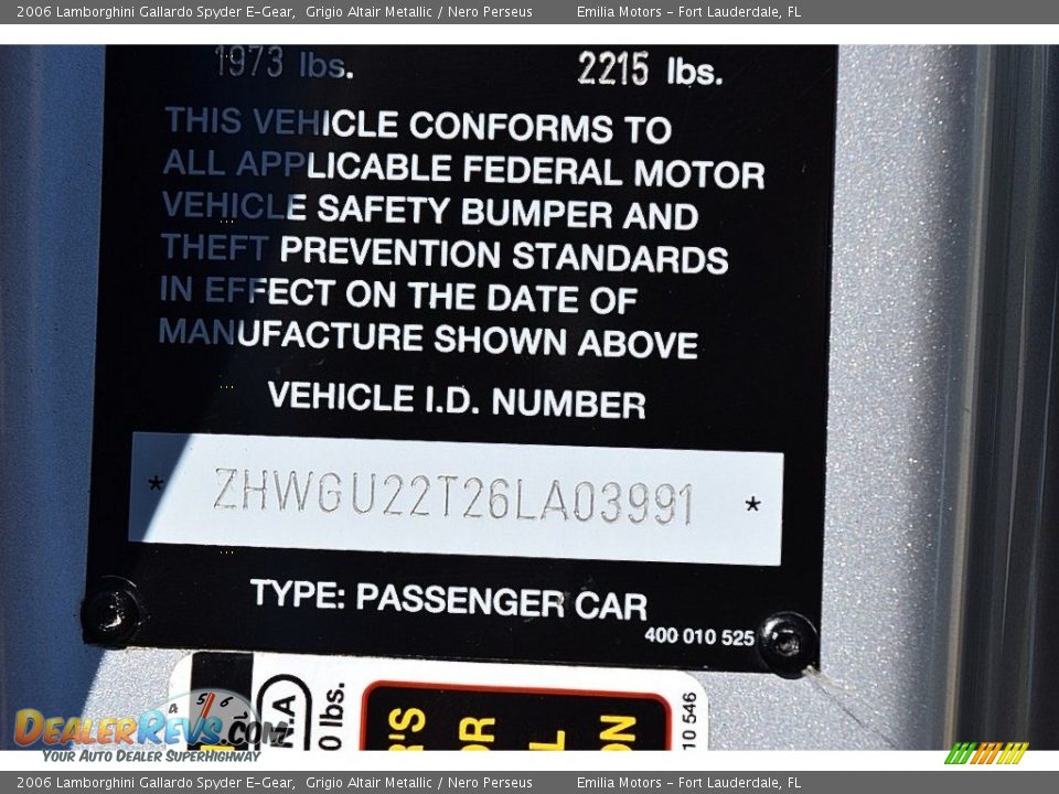 2006 Lamborghini Gallardo Spyder E-Gear Grigio Altair Metallic / Nero Perseus Photo #53