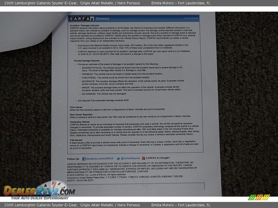 Dealer Info of 2006 Lamborghini Gallardo Spyder E-Gear Photo #83