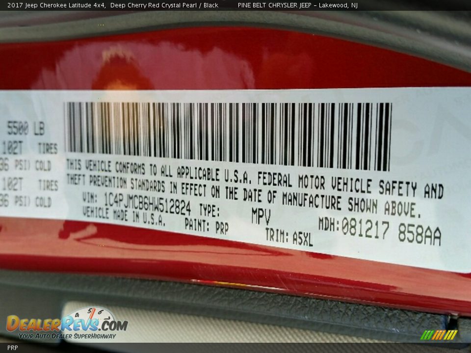 Jeep Color Code PRP Deep Cherry Red Crystal Pearl
