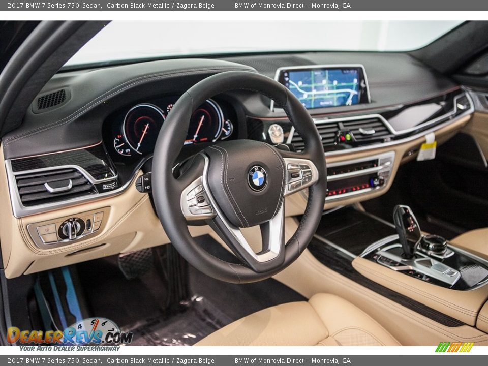 2017 BMW 7 Series 750i Sedan Carbon Black Metallic / Zagora Beige Photo #6