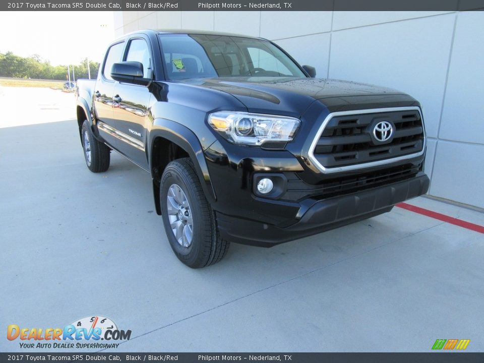 2017 Toyota Tacoma SR5 Double Cab Black / Black/Red Photo #1
