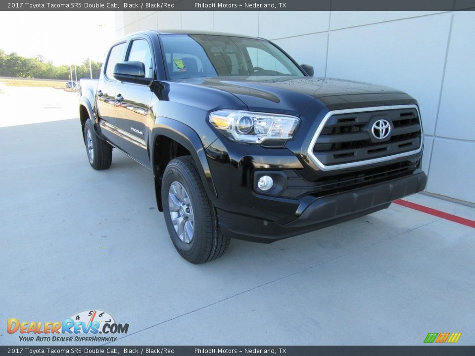 2017 Toyota Tacoma SR5 Double Cab Black / Black/Red Photo #2