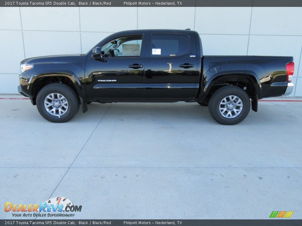 2017 Toyota Tacoma SR5 Double Cab Black / Black/Red Photo #6