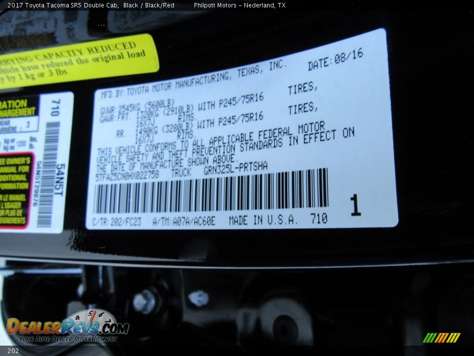 Toyota Color Code 202 Black