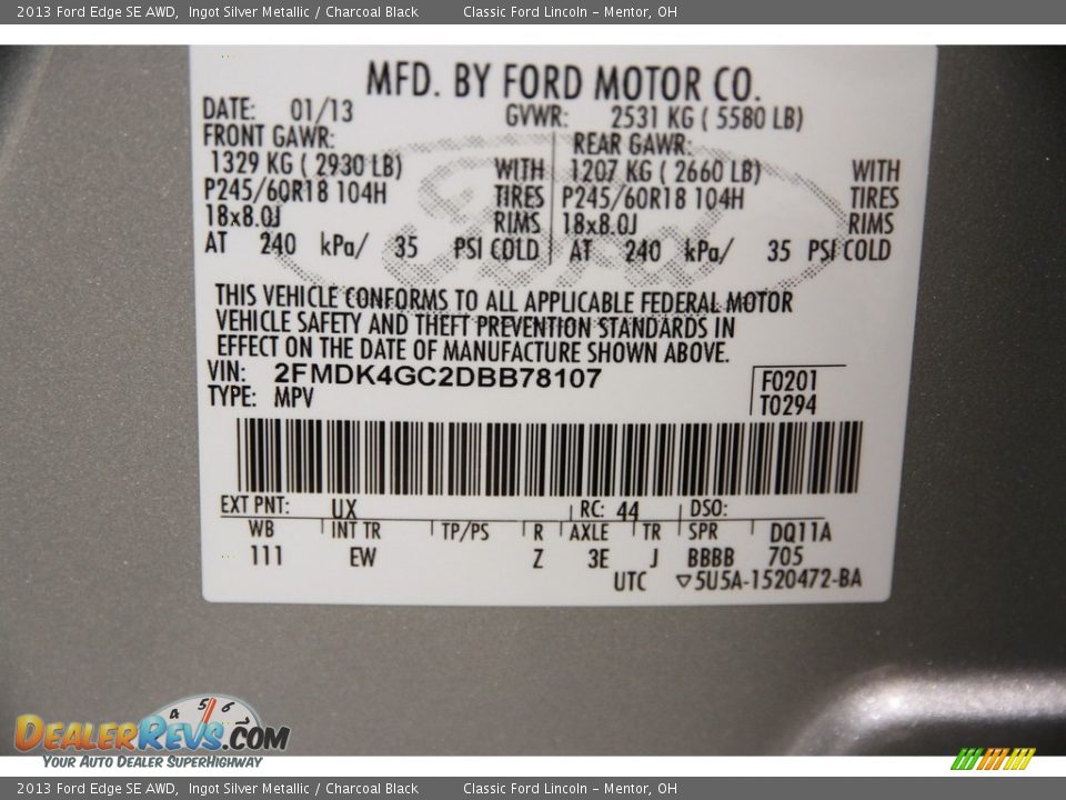 2013 Ford Edge SE AWD Ingot Silver Metallic / Charcoal Black Photo #16