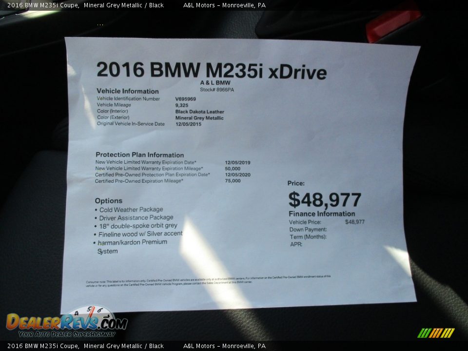 2016 BMW M235i Coupe Mineral Grey Metallic / Black Photo #12