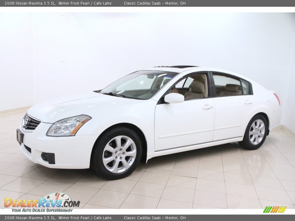 2008 Nissan Maxima 3.5 SL Winter Frost Pearl / Cafe Latte Photo #3