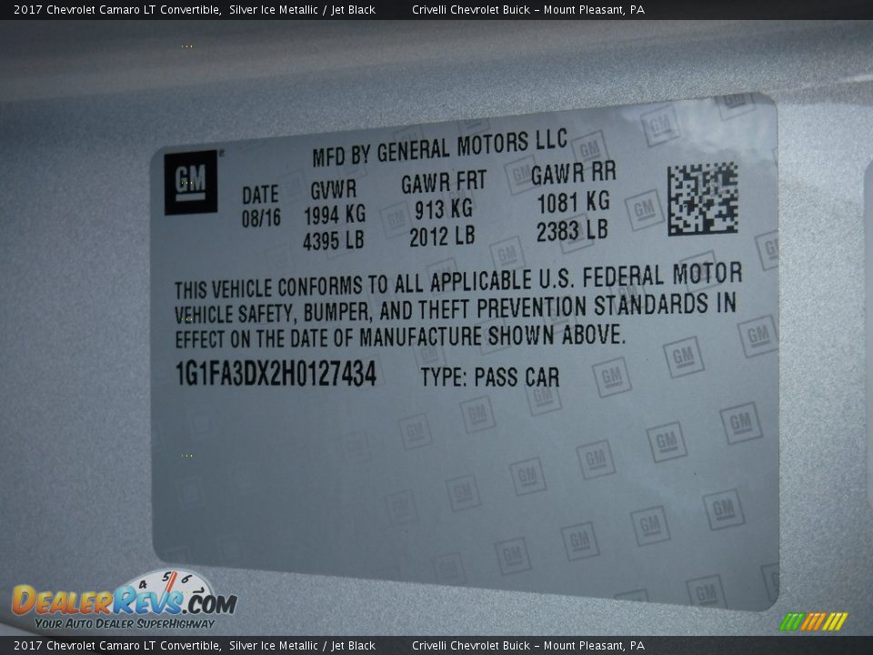 2017 Chevrolet Camaro LT Convertible Silver Ice Metallic / Jet Black Photo #30