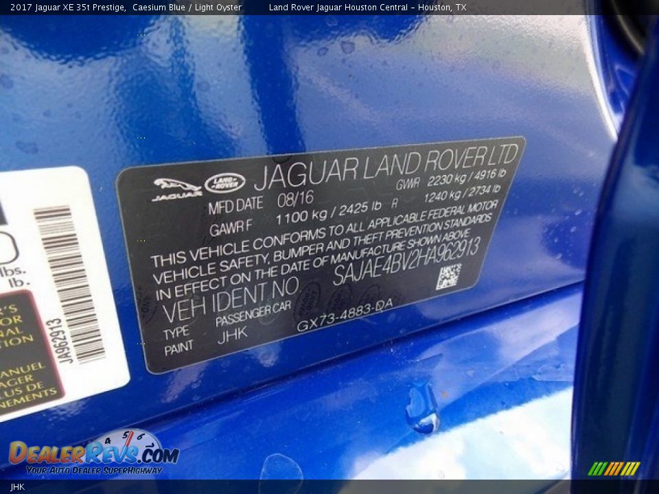 Jaguar Color Code JHK Caesium Blue