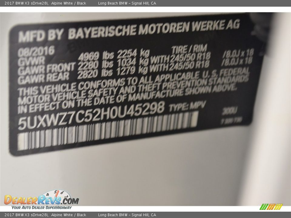 2017 BMW X3 sDrive28i Alpine White / Black Photo #7
