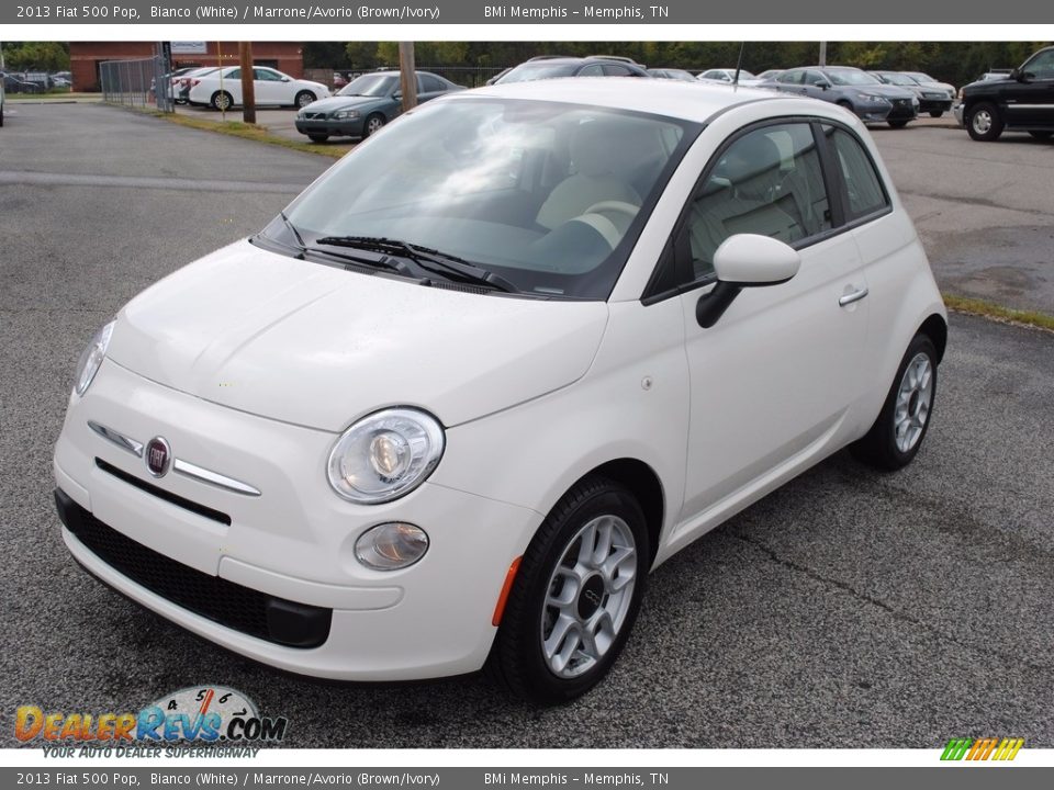 2013 Fiat 500 Pop Bianco (White) / Marrone/Avorio (Brown/Ivory) Photo #1