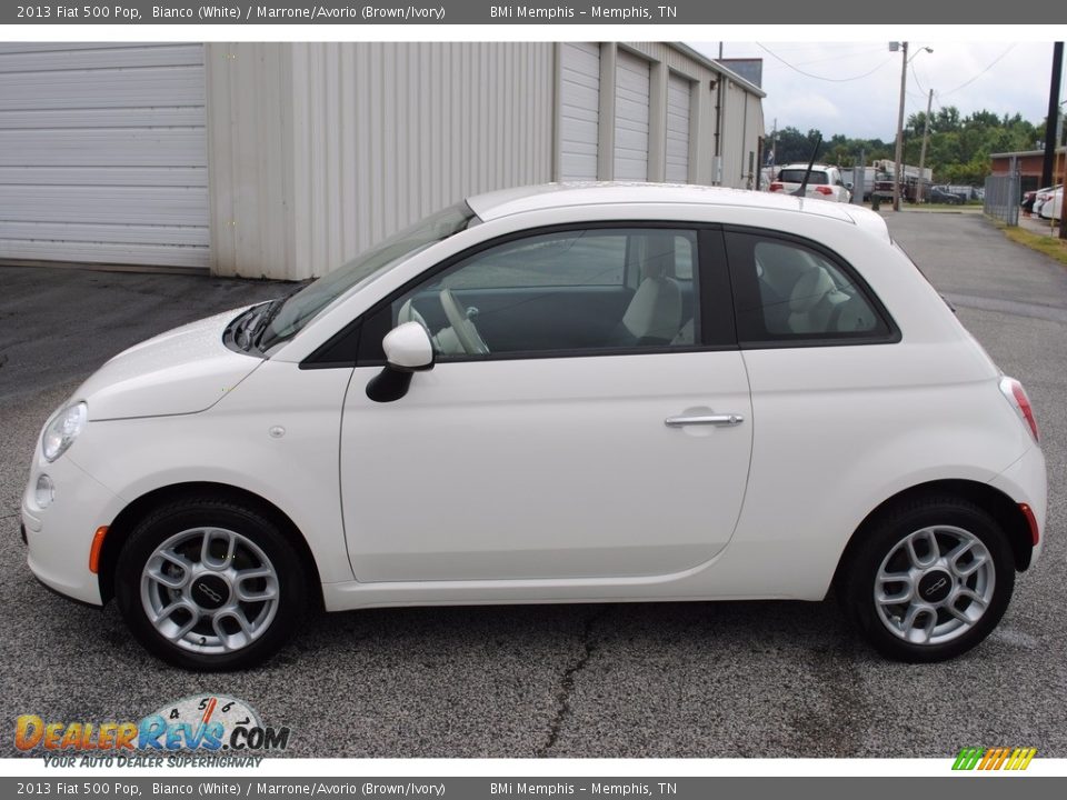 2013 Fiat 500 Pop Bianco (White) / Marrone/Avorio (Brown/Ivory) Photo #2