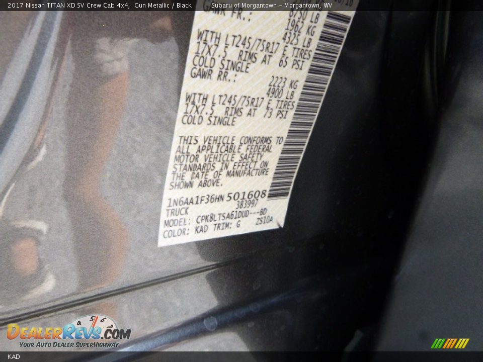 Nissan Color Code KAD Gun Metallic