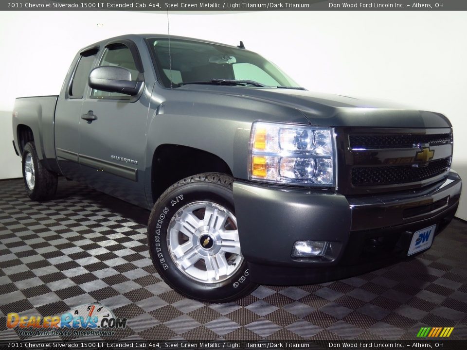 2011 Chevrolet Silverado 1500 LT Extended Cab 4x4 Steel Green Metallic / Light Titanium/Dark Titanium Photo #1