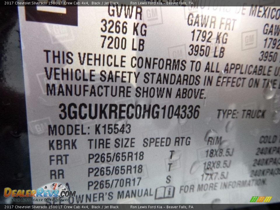 2017 Chevrolet Silverado 1500 LT Crew Cab 4x4 Black / Jet Black Photo #15