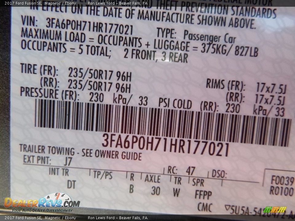 2017 Ford Fusion SE Magnetic / Ebony Photo #15