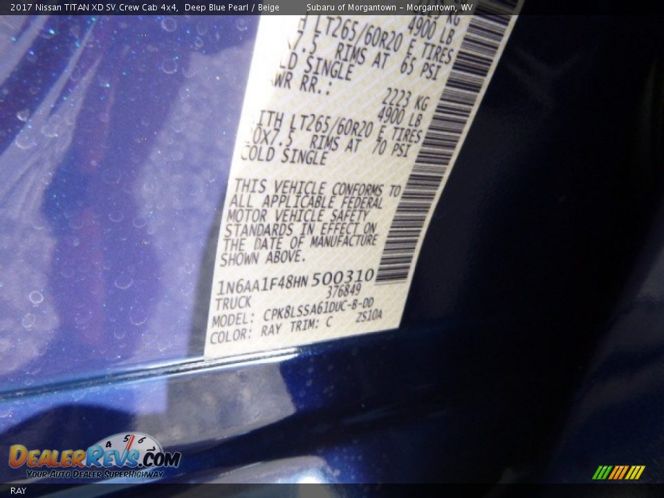 Nissan Color Code RAY Deep Blue Pearl