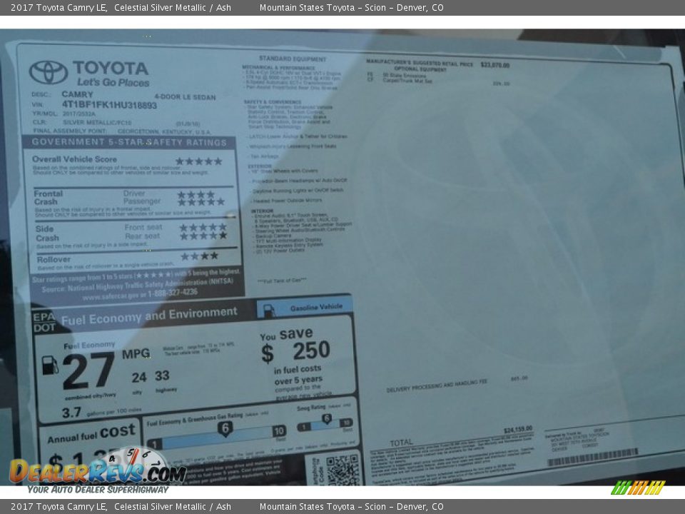 2017 Toyota Camry LE Celestial Silver Metallic / Ash Photo #10