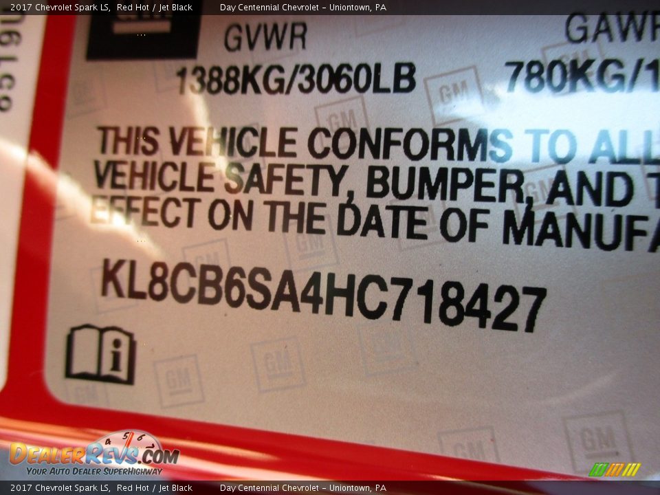 2017 Chevrolet Spark LS Red Hot / Jet Black Photo #19