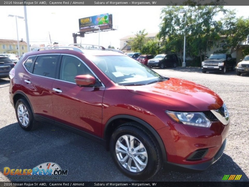 2016 Nissan Rogue SV AWD Cayenne Red / Almond Photo #1